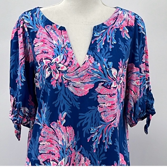 Lilly Pulitzer Easley Cotton Short Sleeve Dress in For The Fans - Size Large NWT - Picture 4 of 6